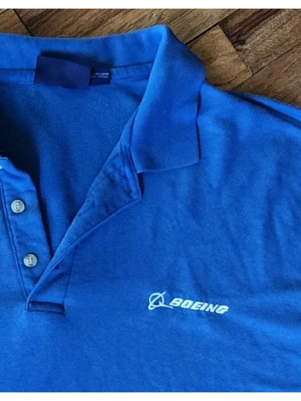 Boeing Blue Golf Polo Shirt Men’s Size 5XL Vintage Fade Y2K Embroidered Logo SC